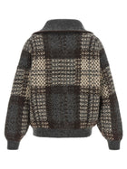Brunello Cucinelli Double Dazzling Tartan Cardigan Grey