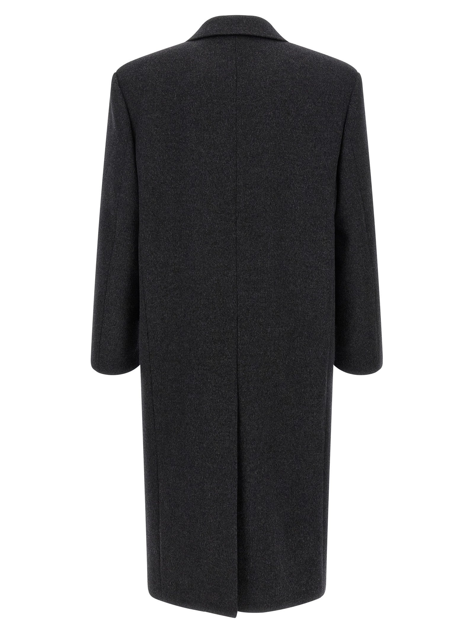 Saint Laurent Double Face Combed Wool Coat Grey