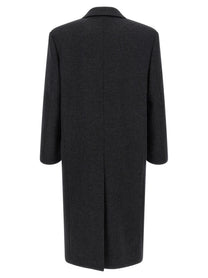 Saint Laurent Double Face Combed Wool Coat Grey
