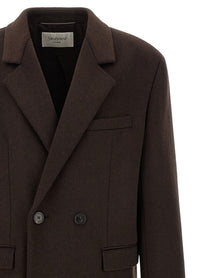 Saint Laurent Double Face Combed Wool Coat Brown