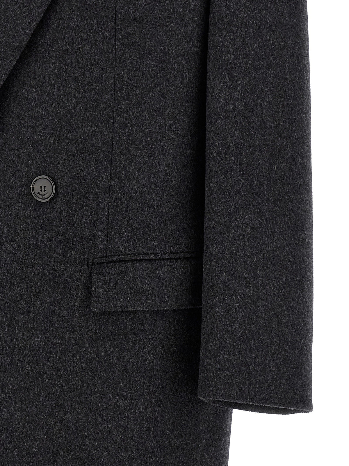 Saint Laurent Double Face Combed Wool Coat Grey