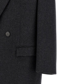 Saint Laurent Double Face Combed Wool Coat Grey