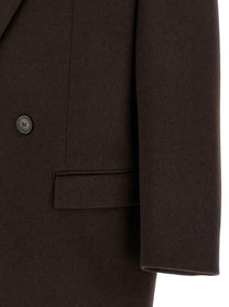 Saint Laurent Double Face Combed Wool Coat Brown