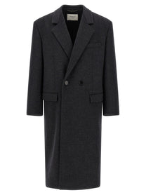 Saint Laurent Double Face Combed Wool Coat Grey