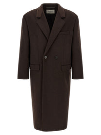 Saint Laurent Double Face Combed Wool Coat Brown