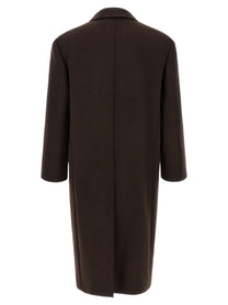 Saint Laurent Double Face Combed Wool Coat Brown