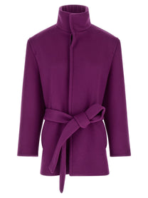 Saint Laurent Double Face Wool Coat Purple