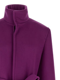Saint Laurent Double Face Wool Coat Purple
