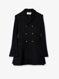 Celine Women's Double Faced Wool Tailored Coat Black