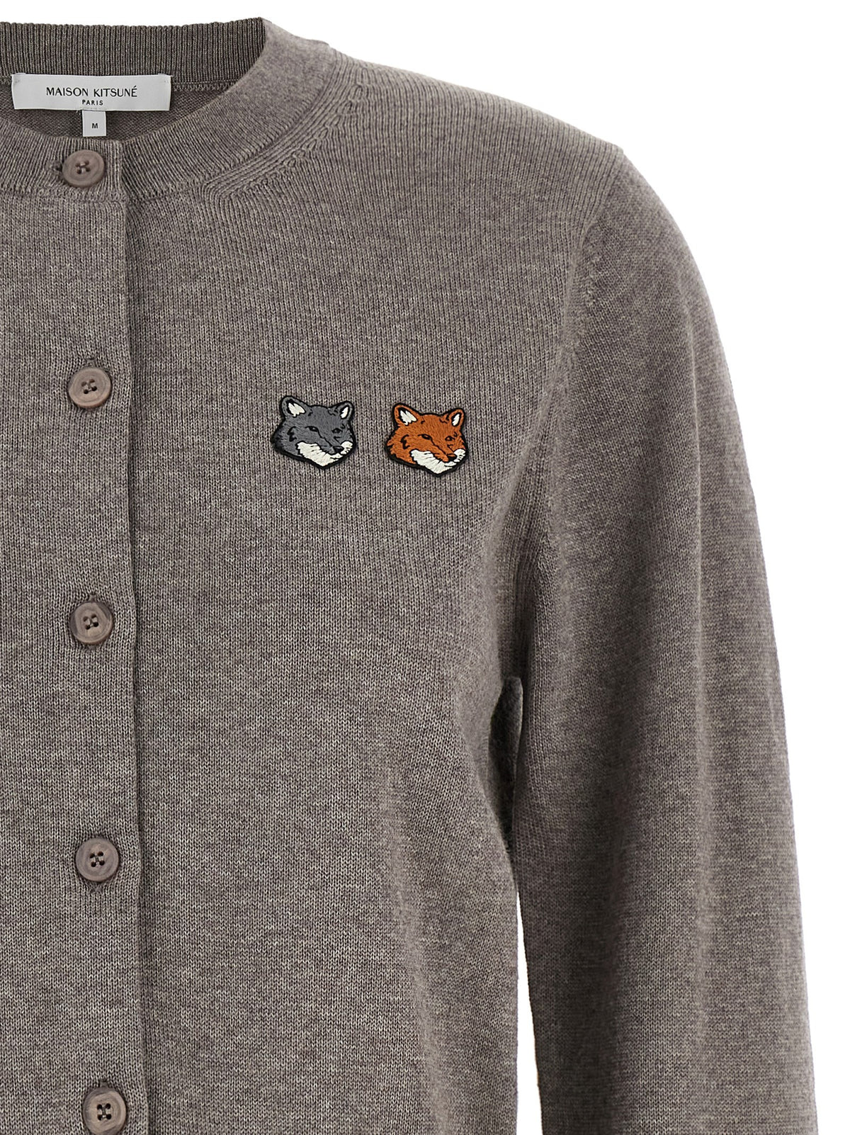 Maison Kitsuné Double Fox Head Cardigan Grey