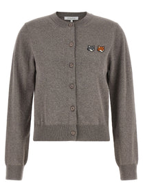 Maison Kitsuné Double Fox Head Cardigan Grey