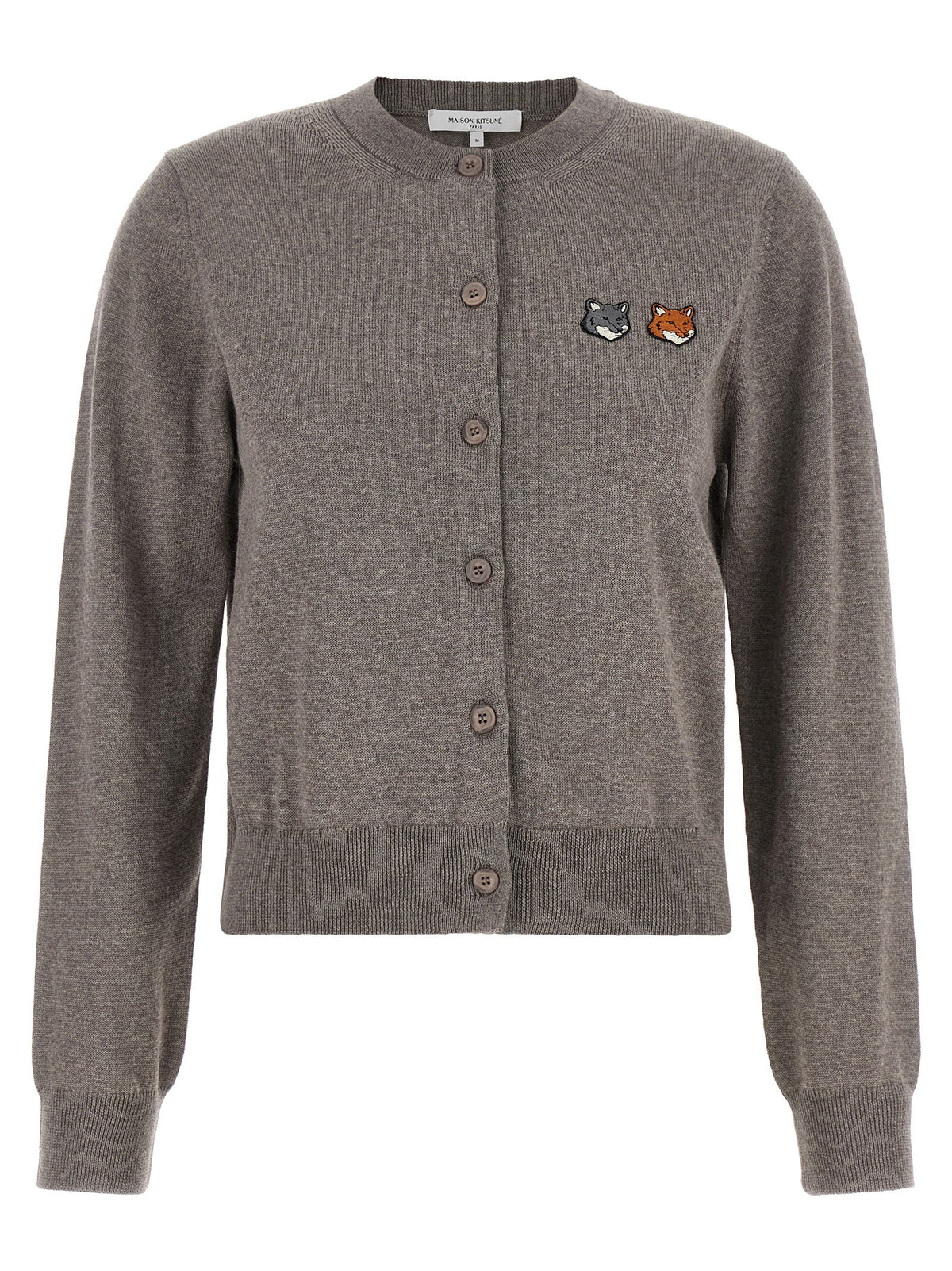 Maison Kitsuné Double Fox Head Cardigan Grey
