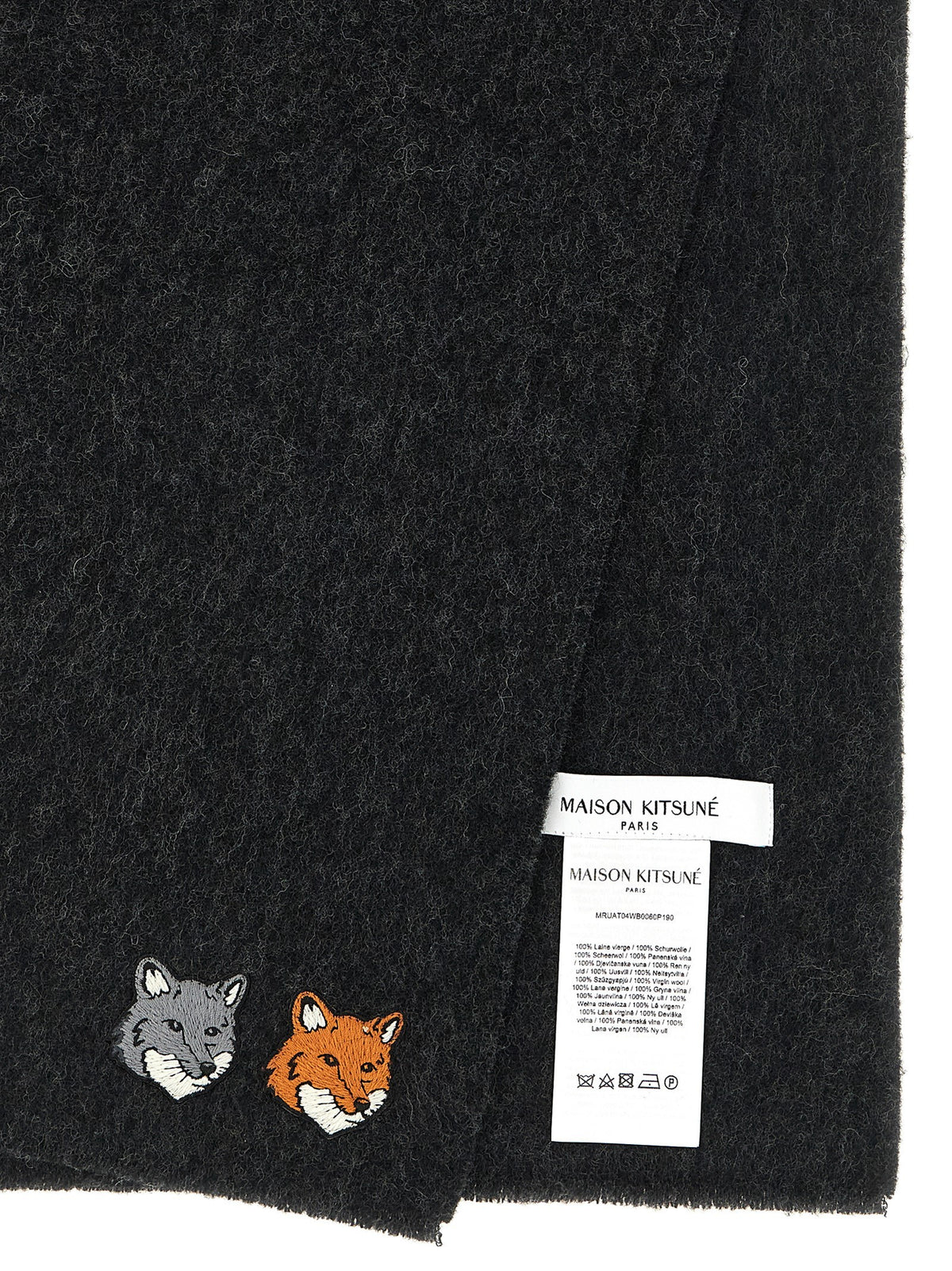 Maison Kitsuné Double Fox Head Scarf Grey