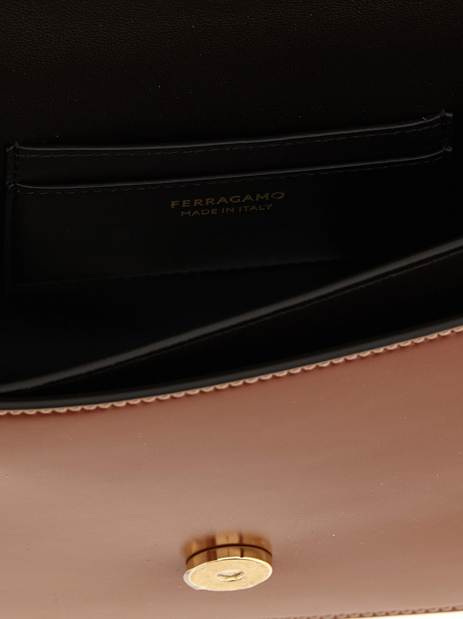 Ferragamo Double Gancini Closure Shoulder Bag Brown