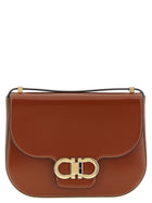 Ferragamo Double Gancini Closure Shoulder Bag Brown