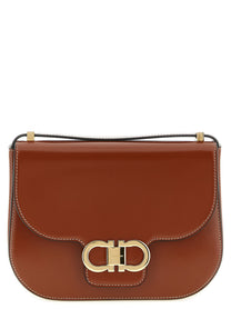 Ferragamo Double Gancini Closure Shoulder Bag Brown