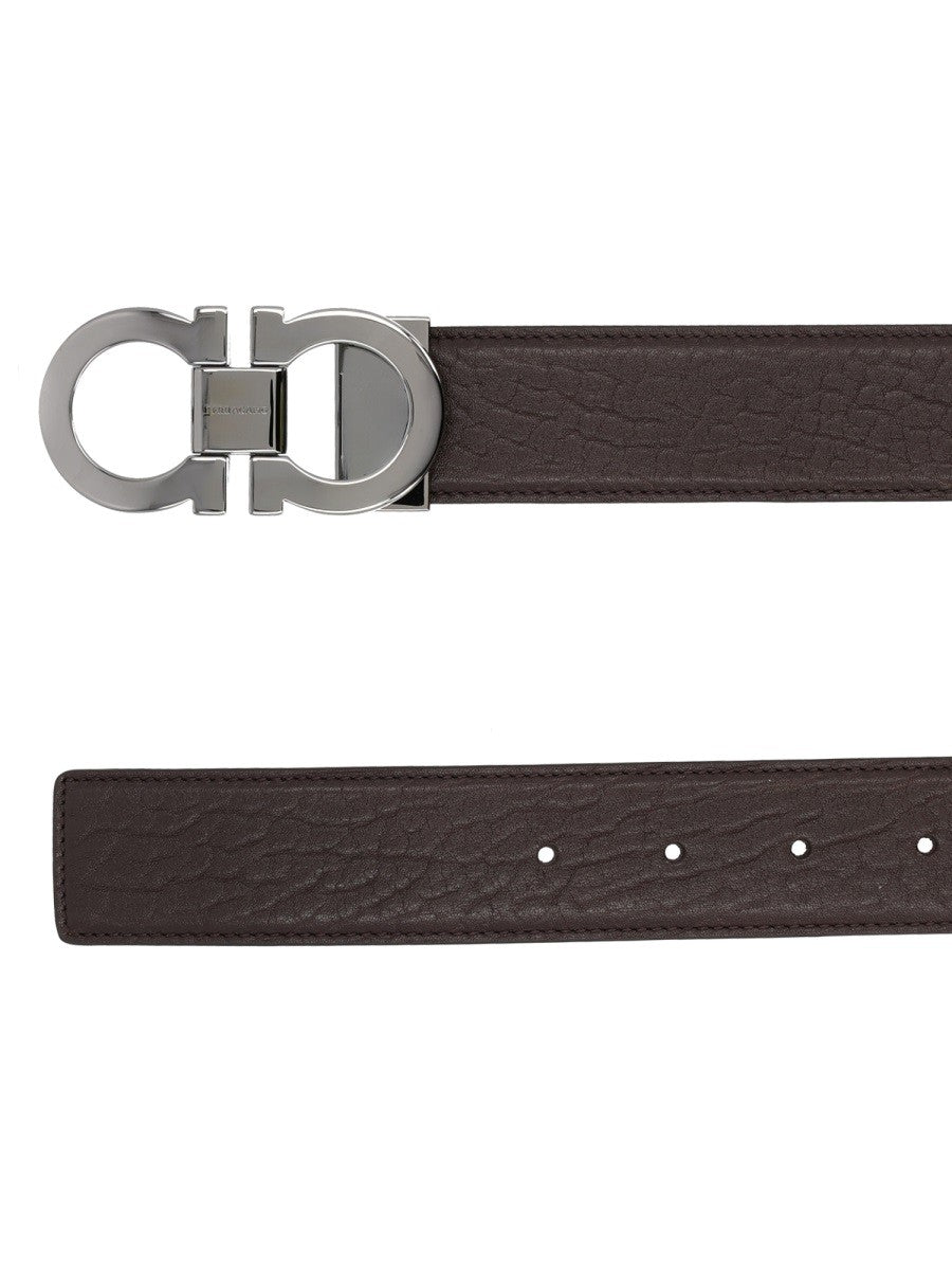 Ferragamo Men's Double Hooks Belt Brown