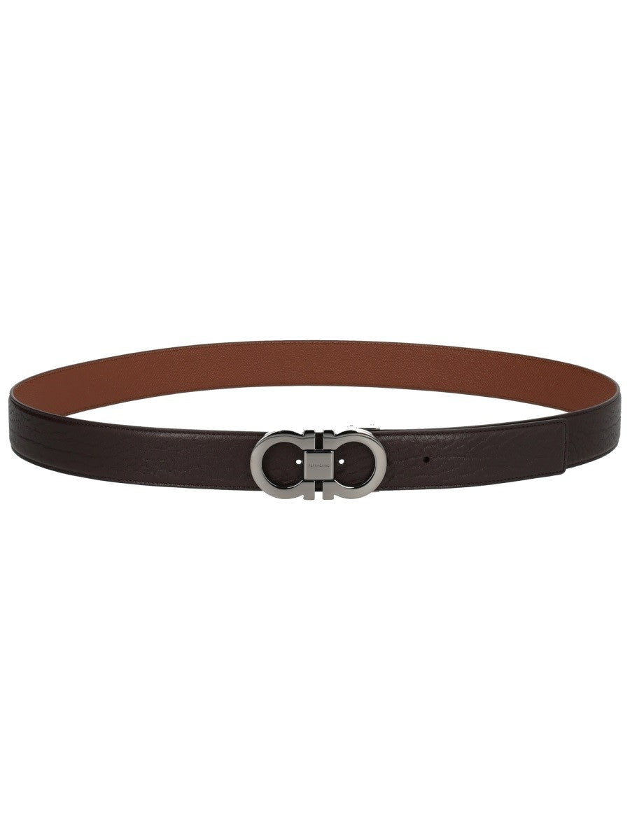 Ferragamo Men's Double Hooks Belt Brown