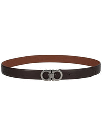 Ferragamo Men's Double Hooks Belt Brown