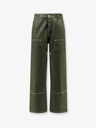 Walk In Paris Men's Double Knee Green Denim Trousers Green