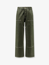 Walk In Paris Men's Double Knee Green Denim Trousers Green