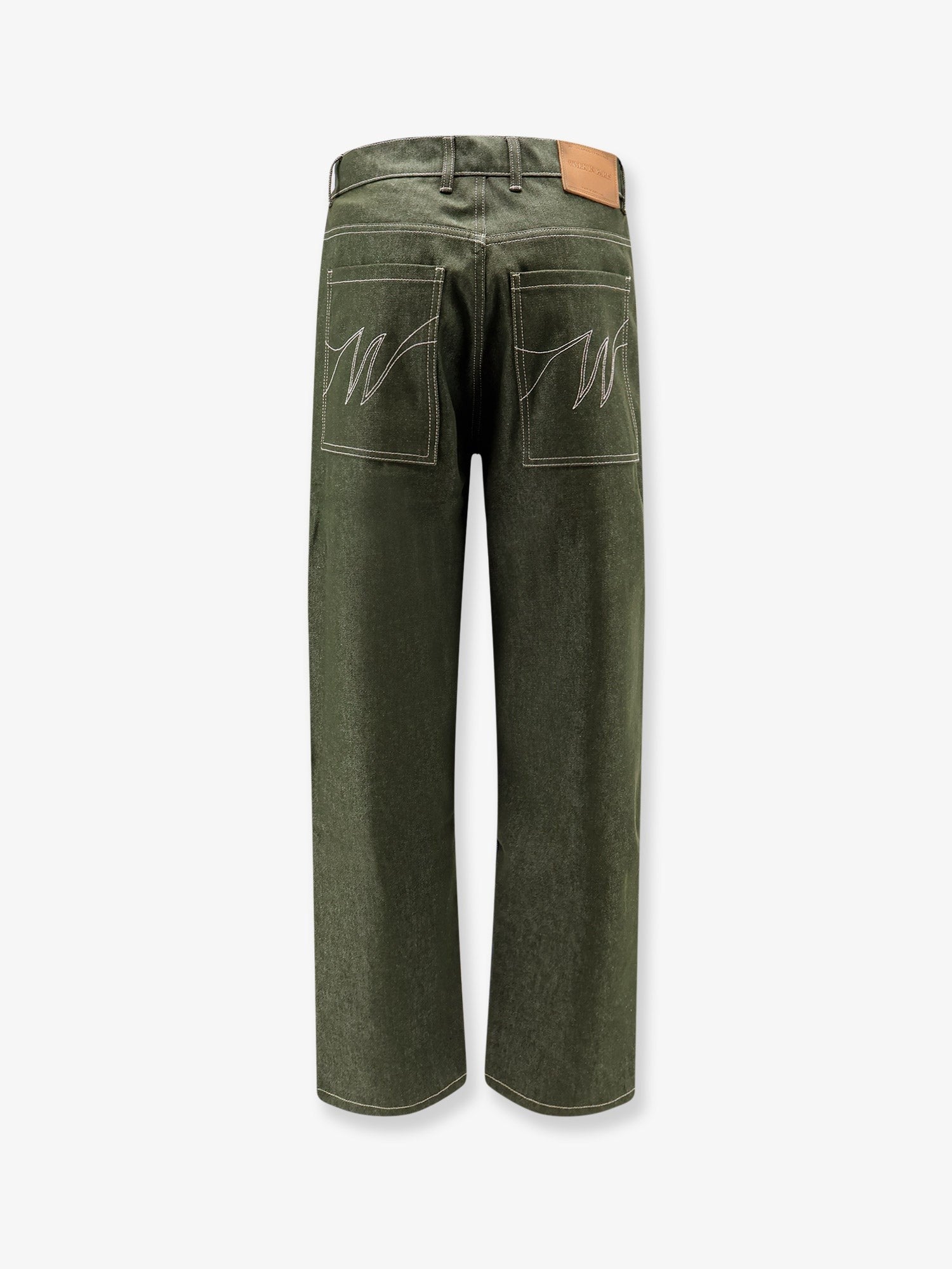 Walk In Paris Men's Double Knee Green Denim Trousers Green