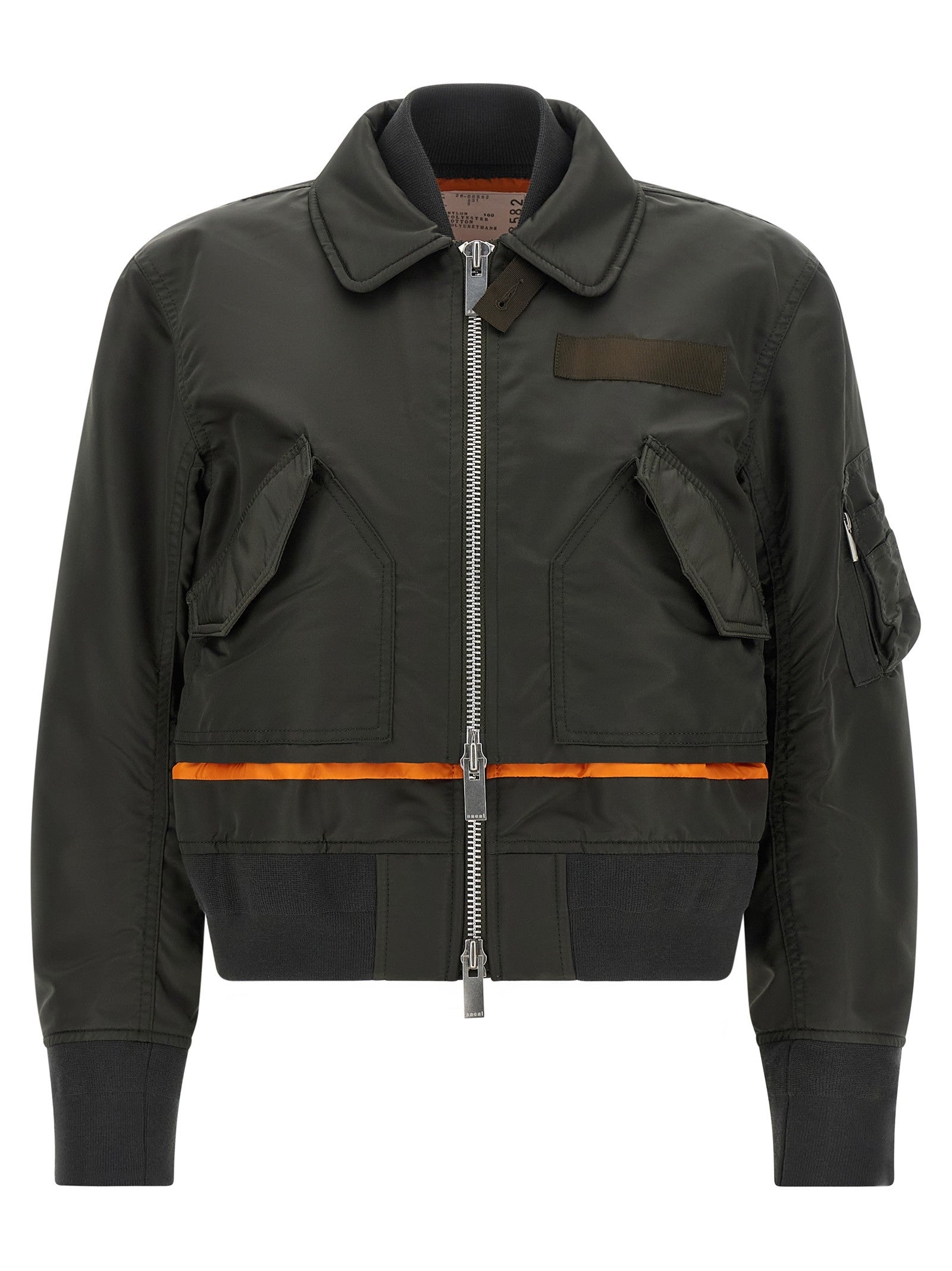 Sacai Women's Cropped Nylon Jacket Green