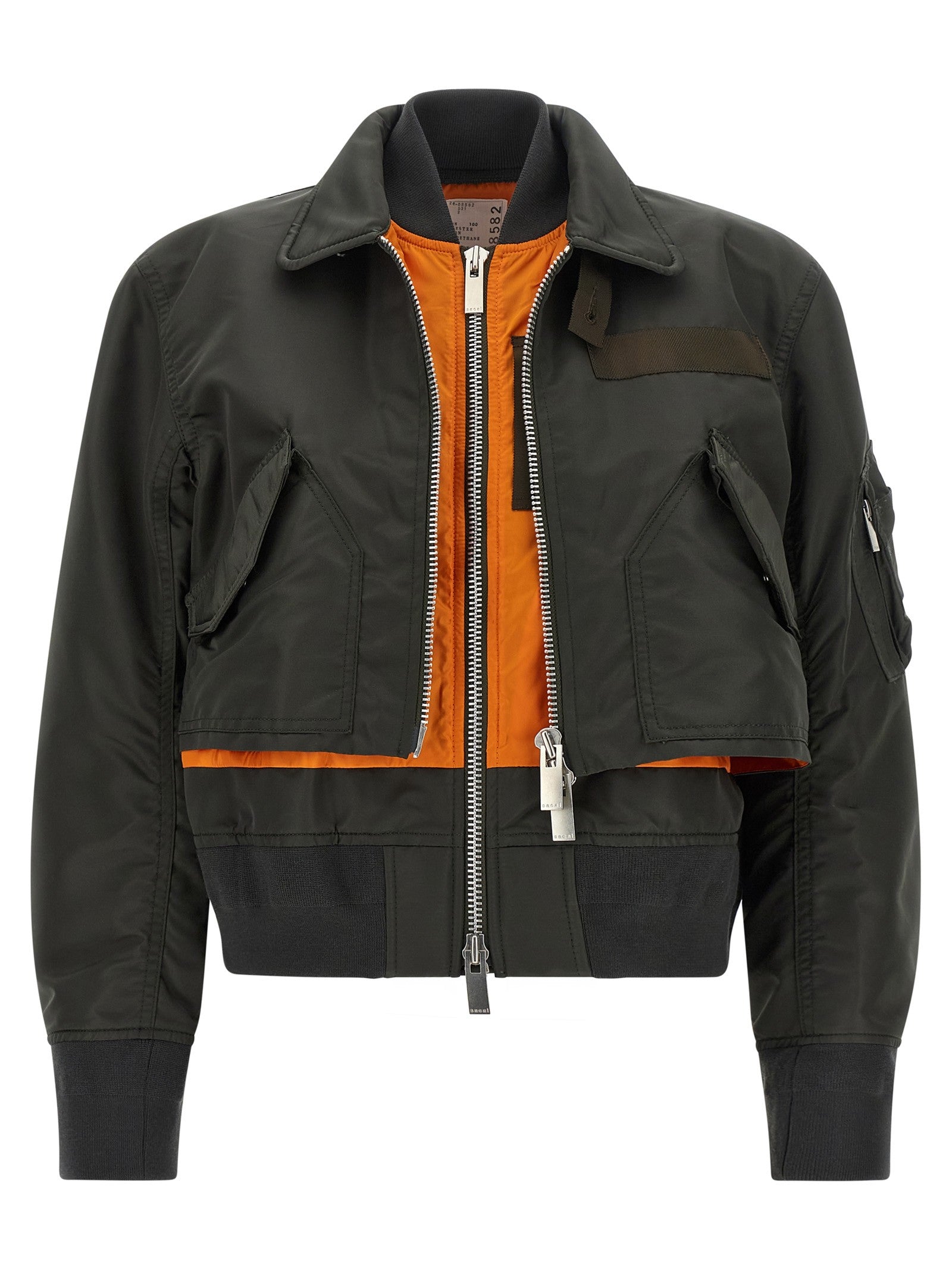 Sacai Women's Cropped Nylon Jacket Green