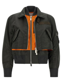 Sacai Women's Cropped Nylon Jacket Green