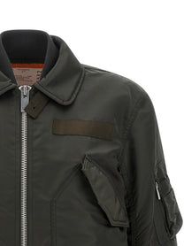 Sacai Women's Cropped Nylon Jacket Green