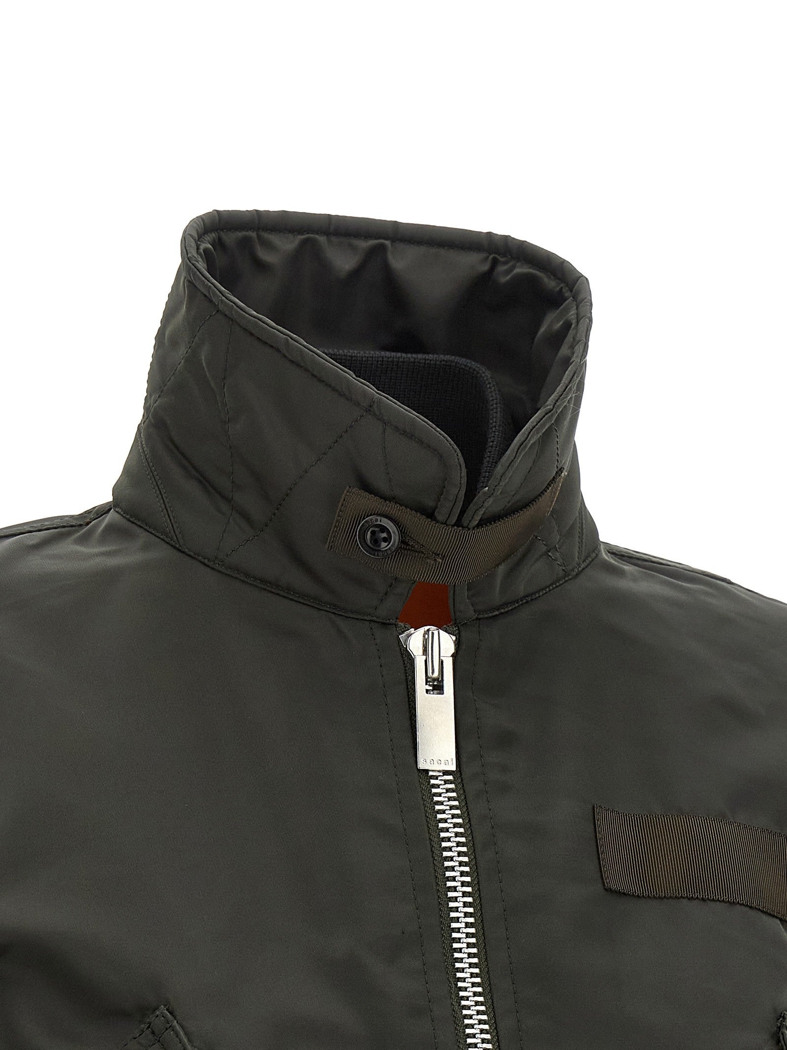 Sacai Women's Cropped Nylon Jacket Green