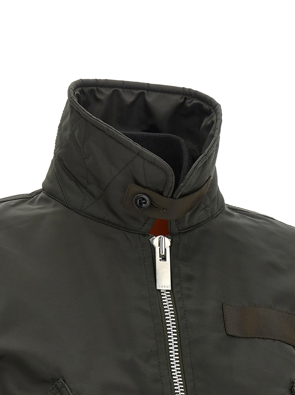 Sacai Women's Cropped Nylon Jacket Green, view 6