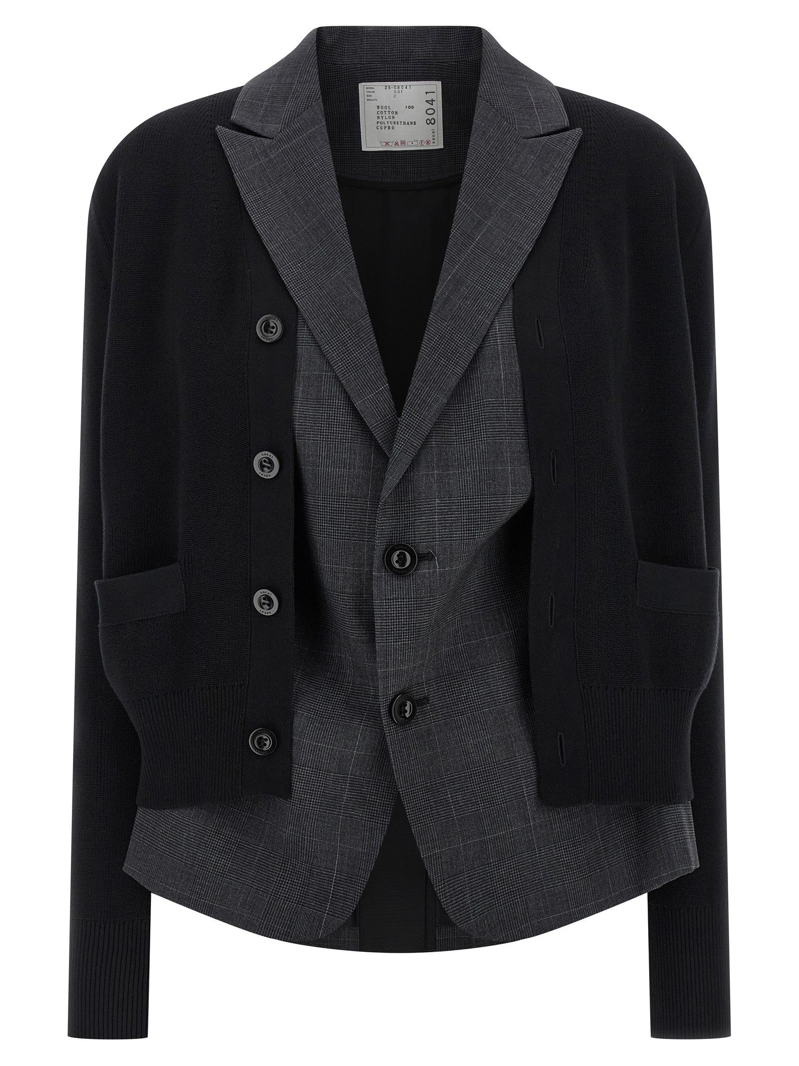 Sacai Double Layer Cardigan Black