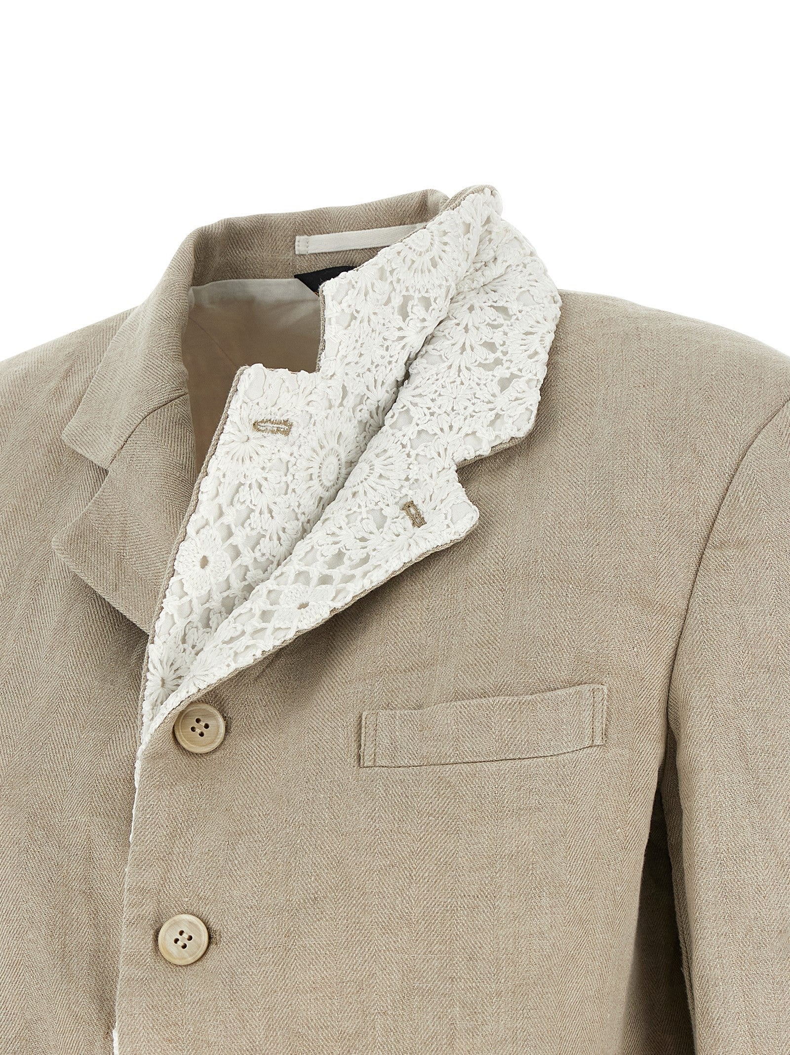 Comme Des Garçons Double Layer Lapel Blazer Beige