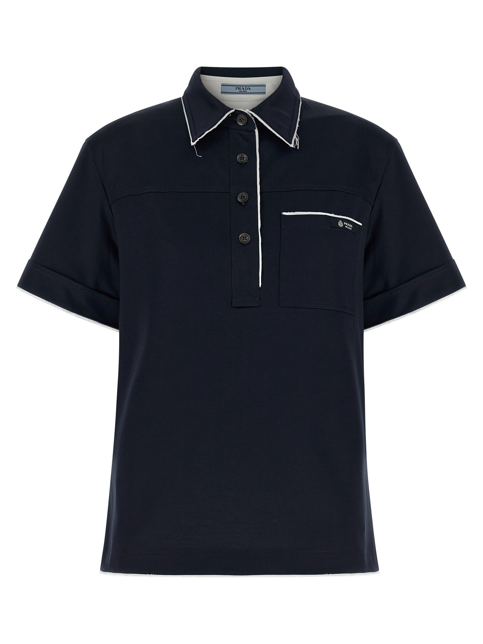 PRADA Double Layer Polo Shirt Blue