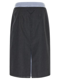 PRADA Double Layer Skirt Grey
