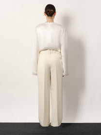 Toteme Women's Double Pleat Fluid Viscose Trousers White