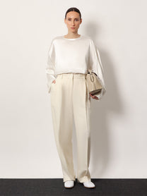 Toteme Women's Double Pleat Fluid Viscose Trousers White