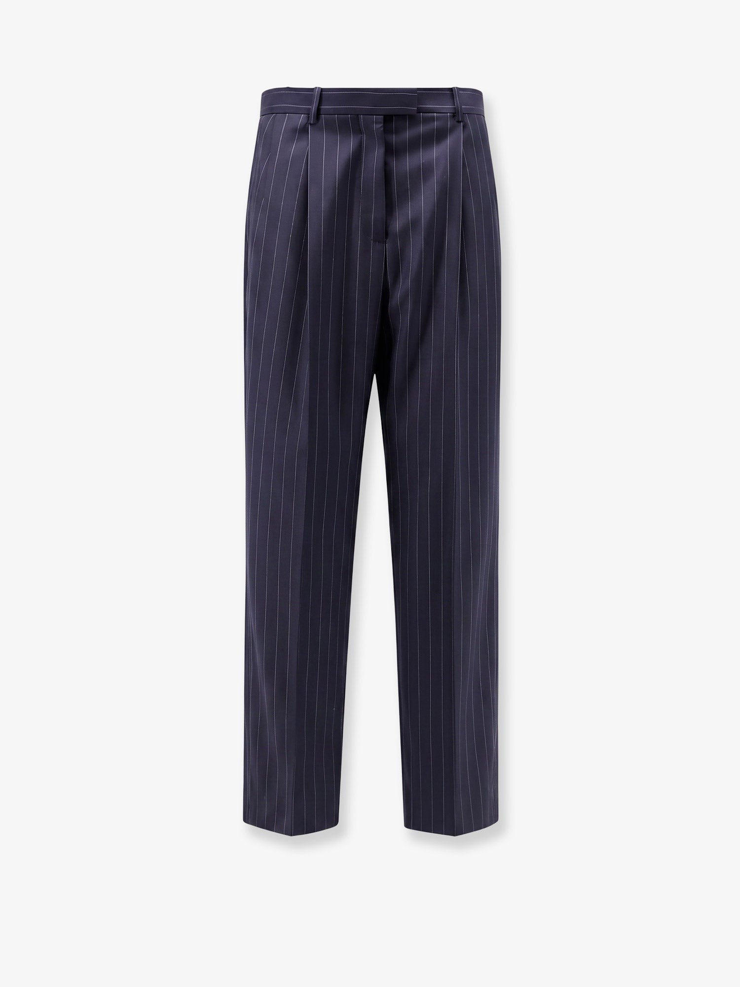 Givenchy Women's Double Pleat Wool Trousers Blue