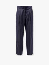 Givenchy Women's Double Pleat Wool Trousers Blue