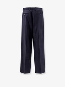 Givenchy Women's Double Pleat Wool Trousers Blue