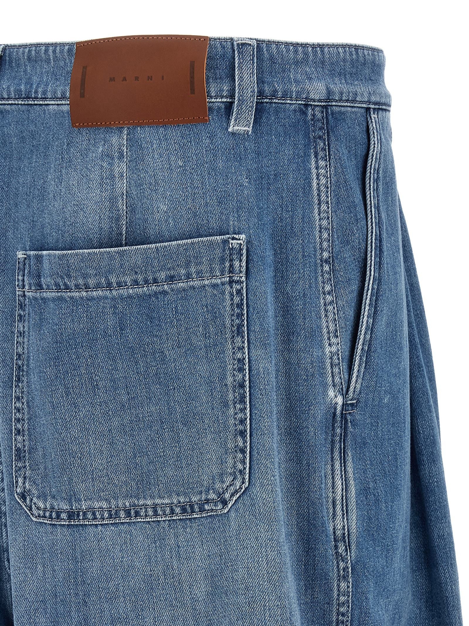 Marni Double Pleated Jeans Blue