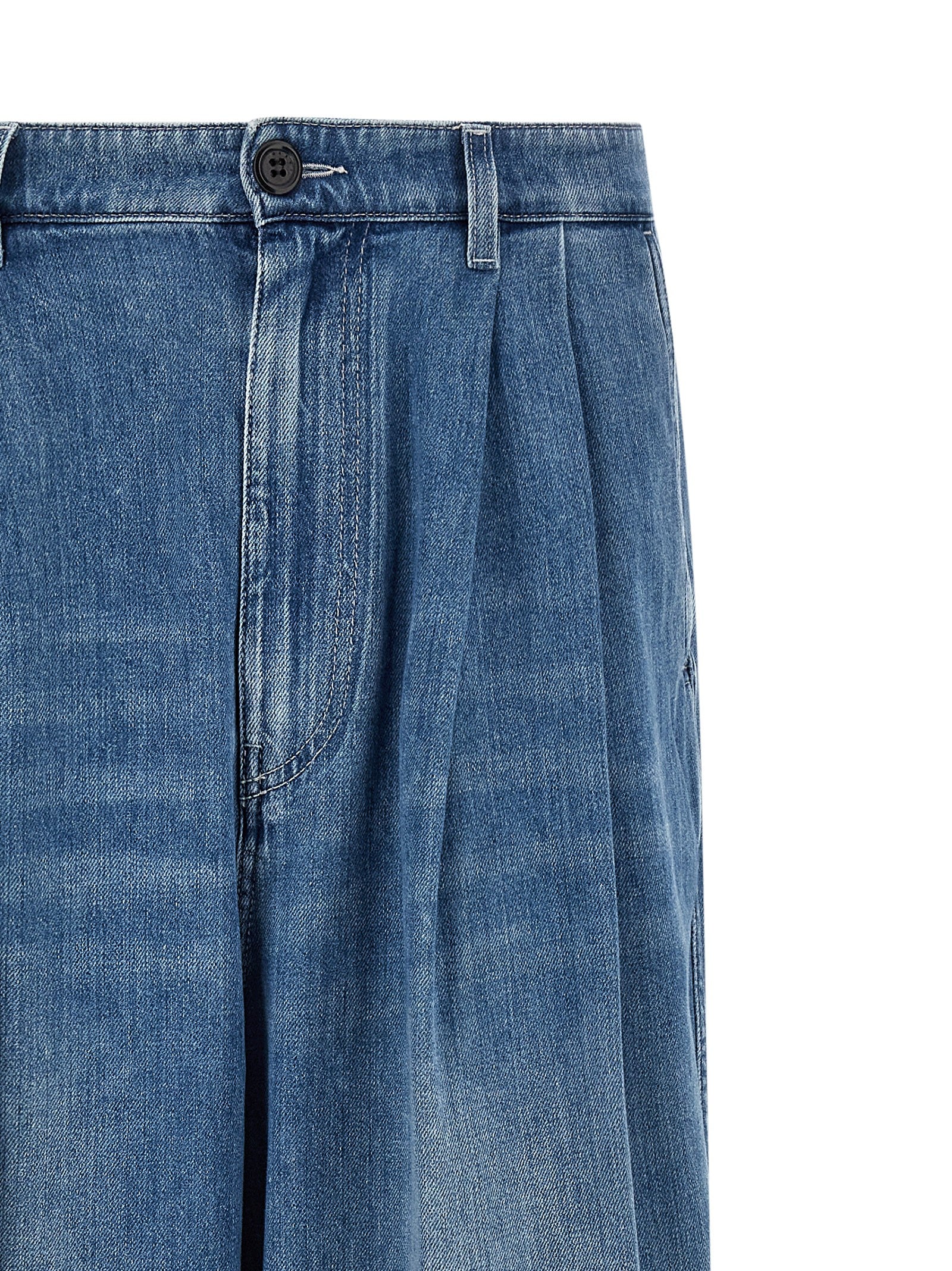 Marni Double Pleated Jeans Blue