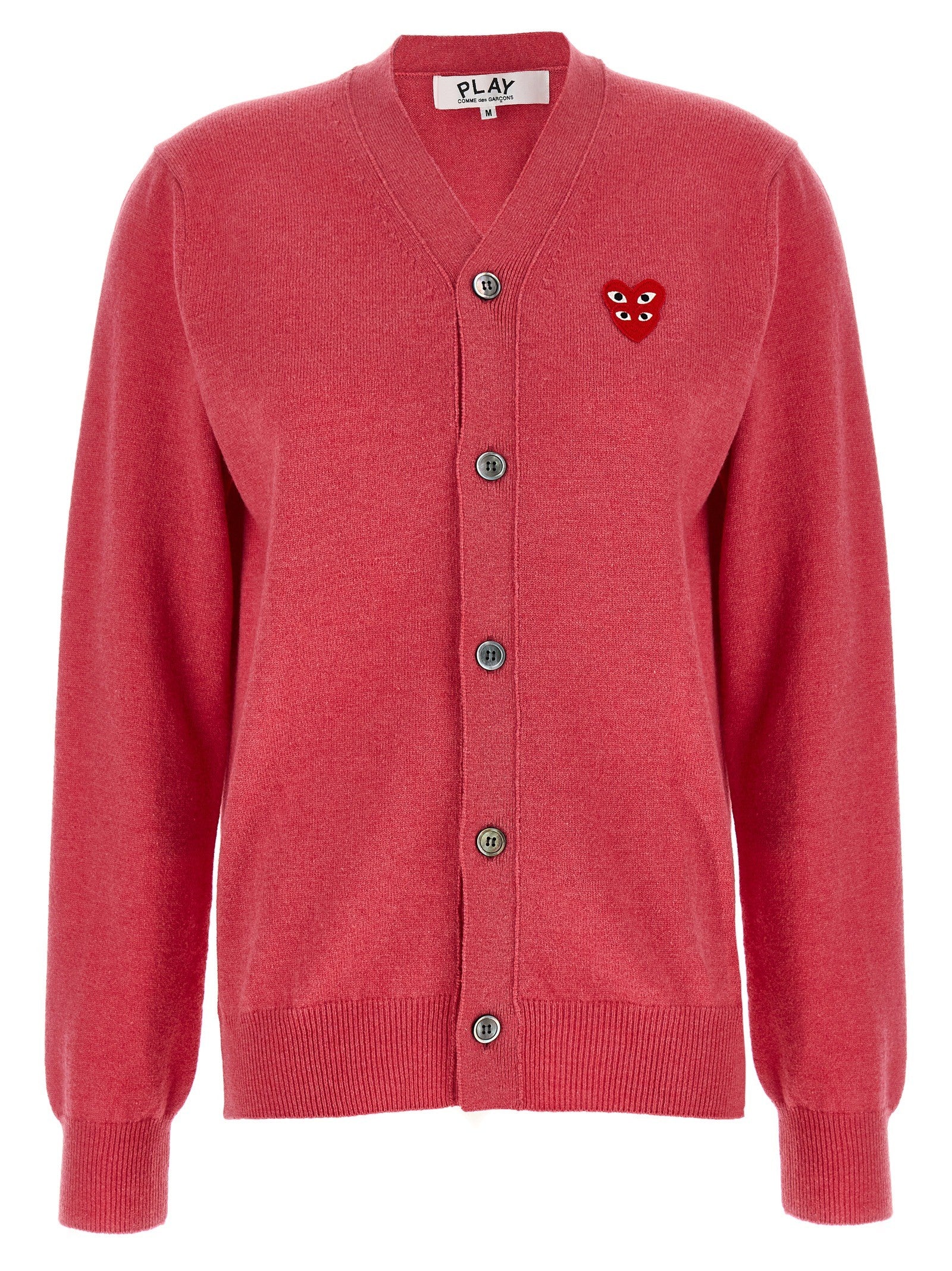 Comme Des Garcons Play Double Red Emblem Cardigan Blue