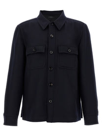 Tom Ford Double Splittable Light Wool Overshirt Blue