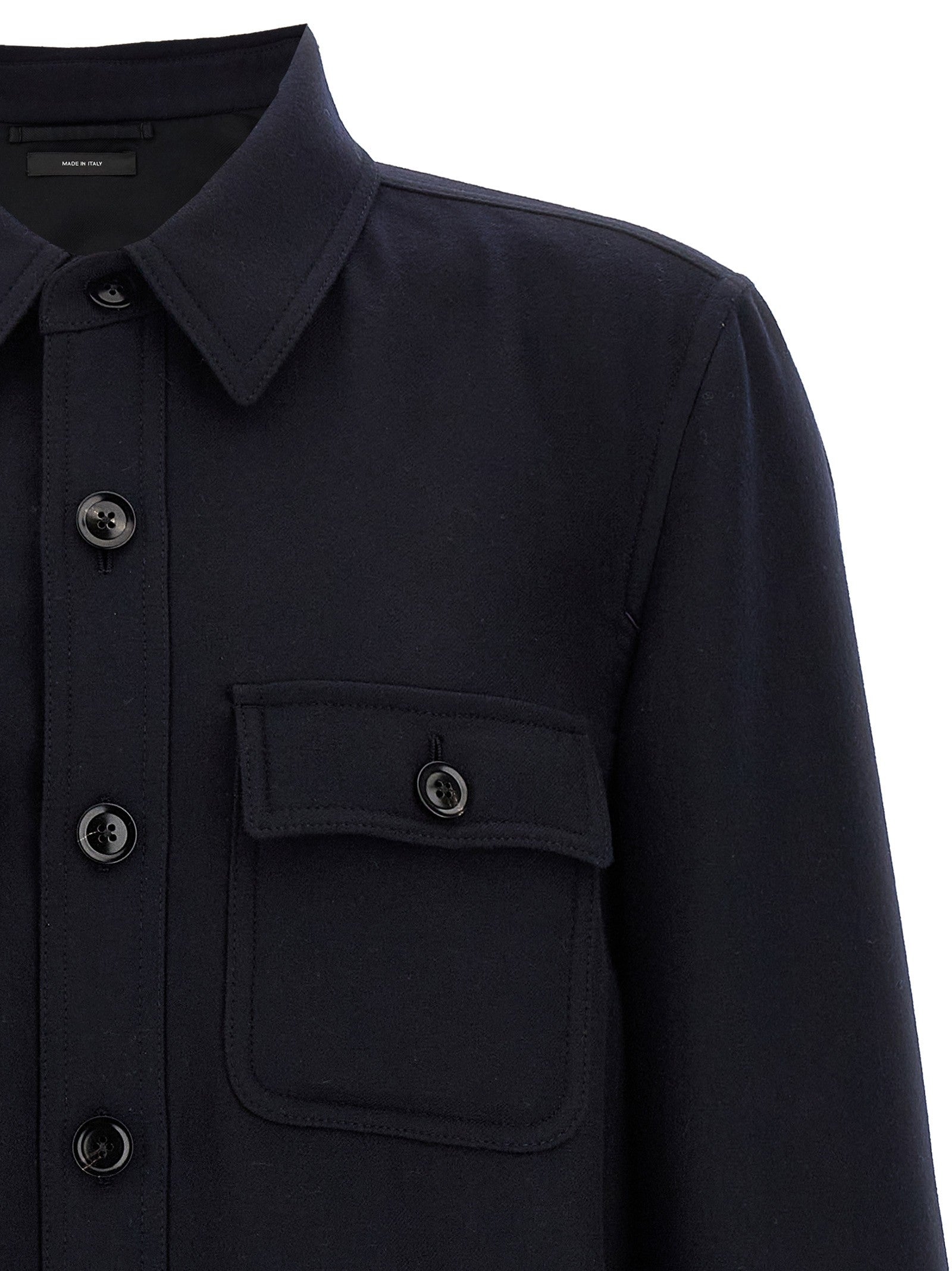 Tom Ford Double Splittable Light Wool Overshirt Blue