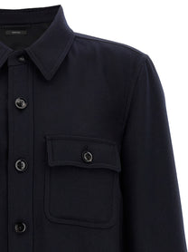 Tom Ford Double Splittable Light Wool Overshirt Blue