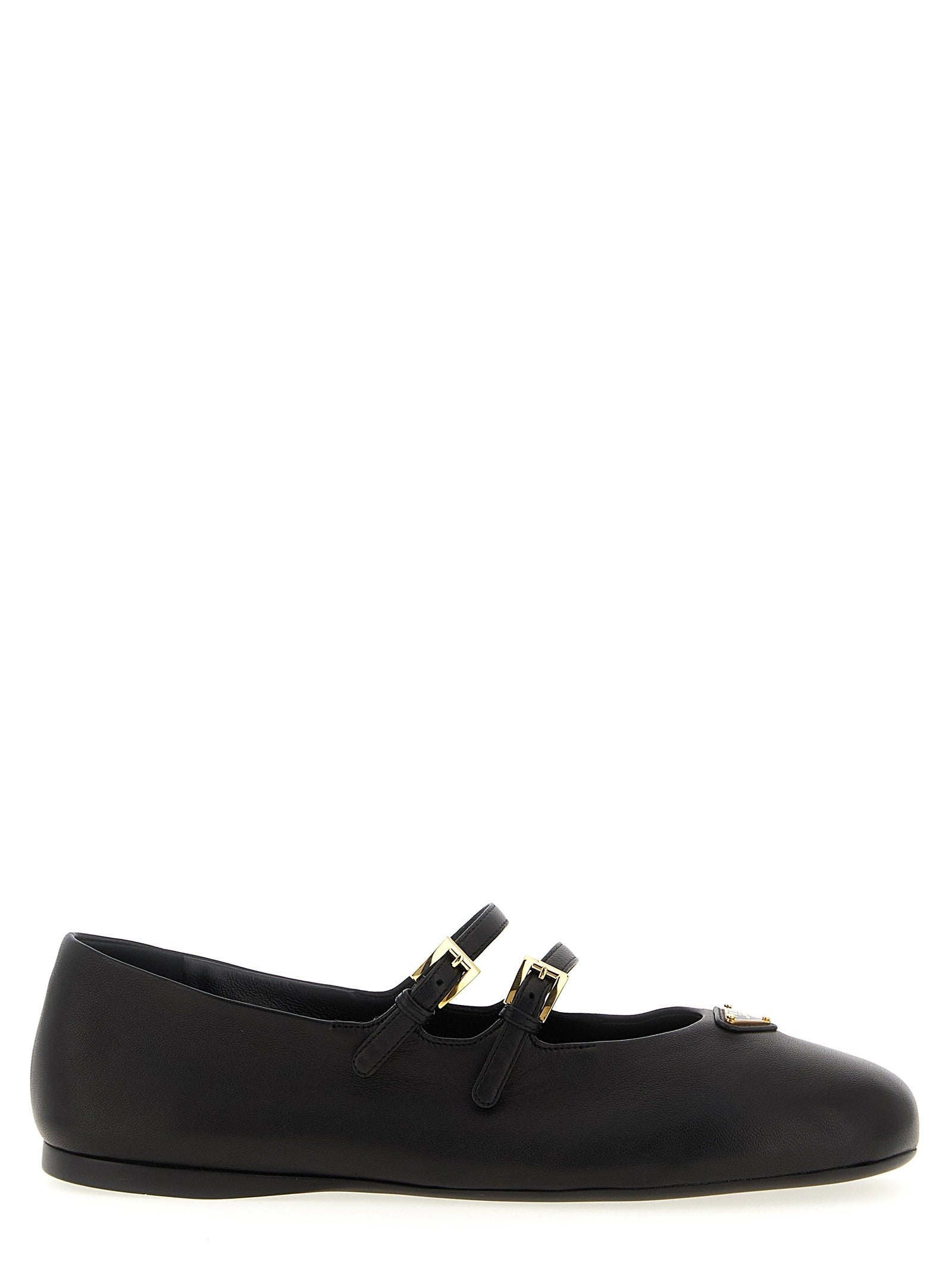 PRADA Double Strap Ballet Flats Black