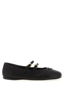 PRADA Double Strap Ballet Flats Black