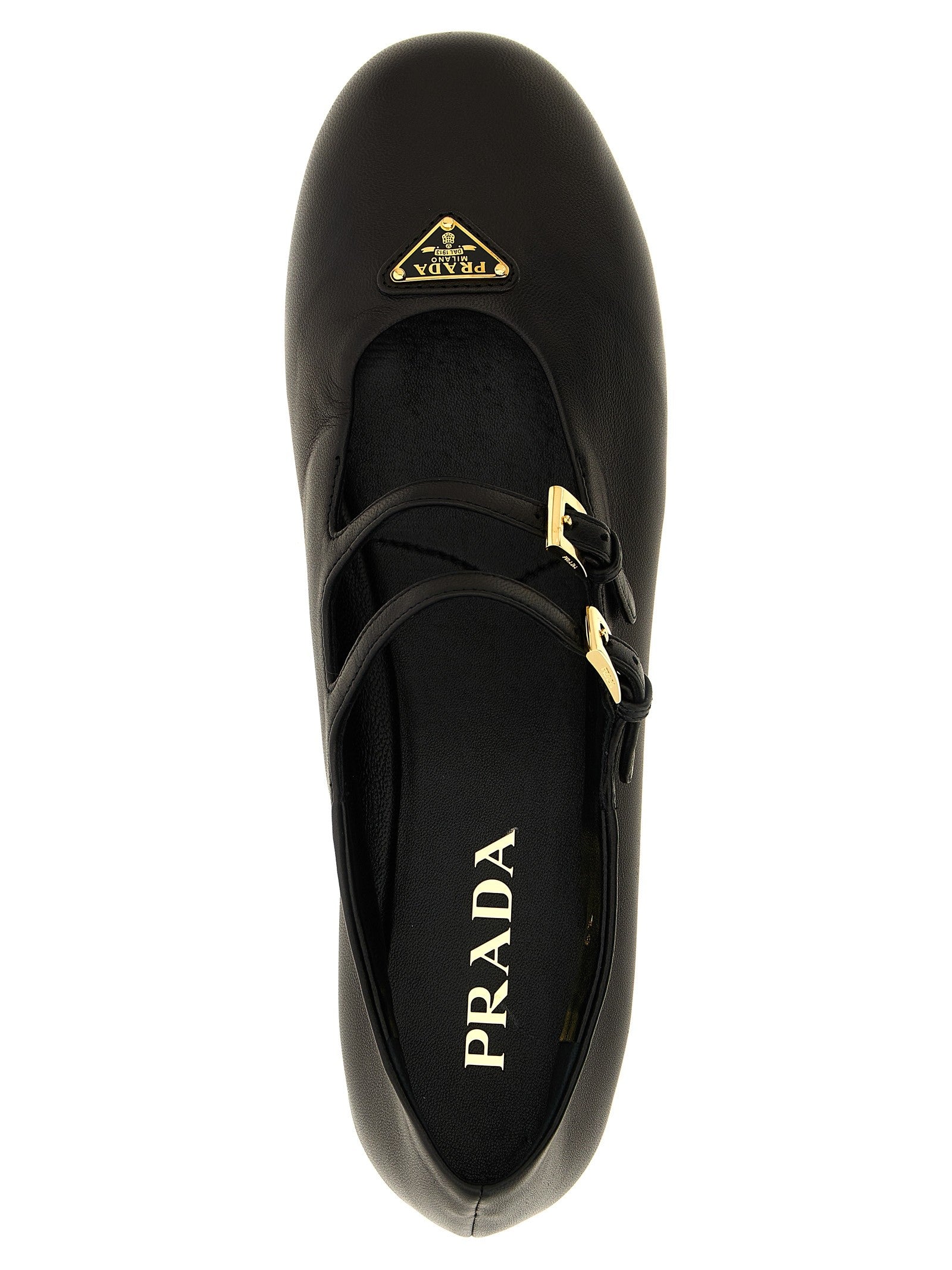 PRADA Double Strap Ballet Flats Black